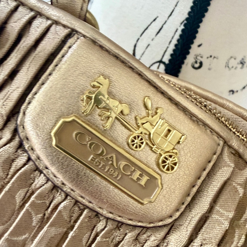 Vtg Coach Madison Gath Sophia Satchel Bag 18885 MetallicGold/Beige Carriage Glam - Picture 6 of 16